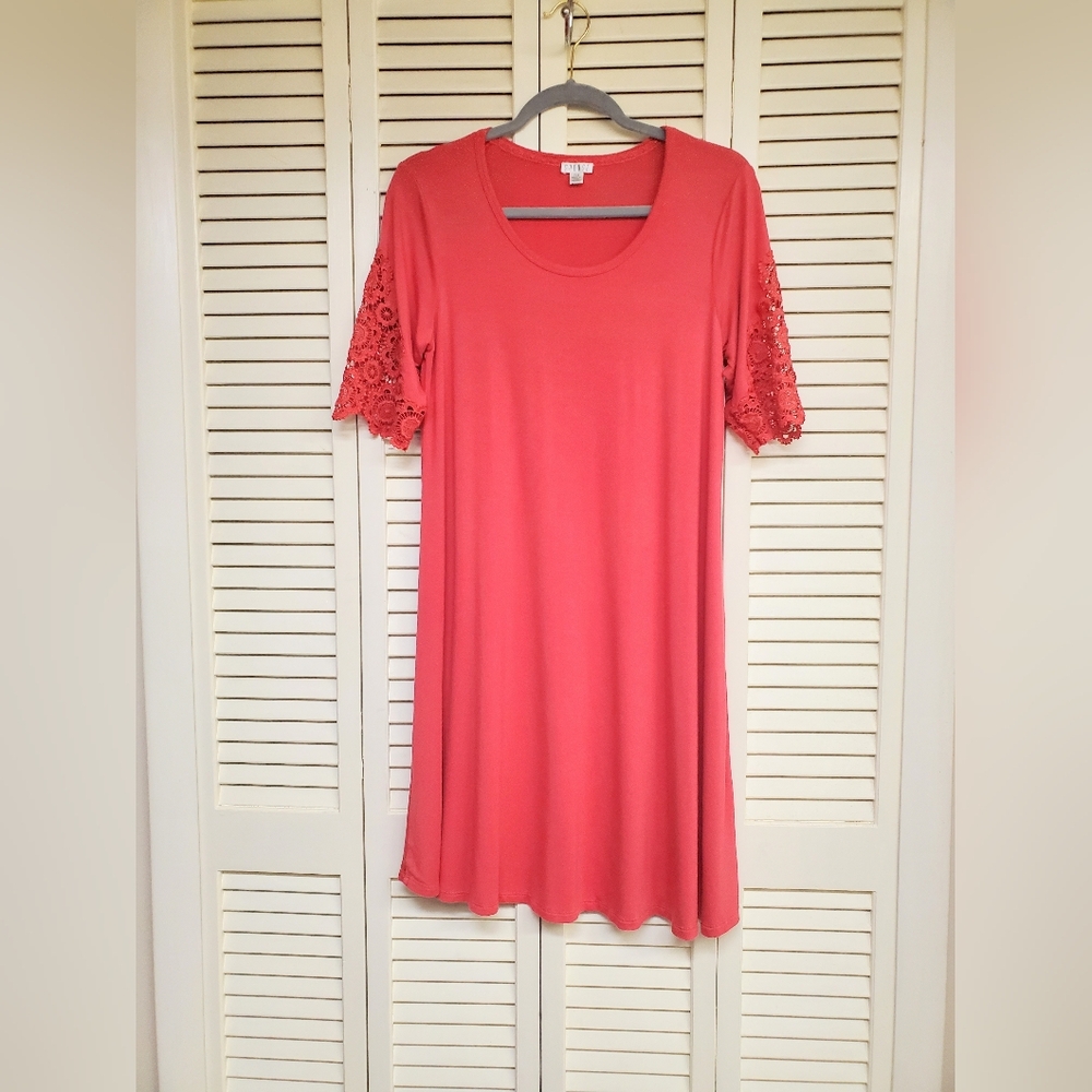 Spense Coral Lace Trim Dress Size Large